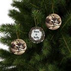 Ceramic Ornament — Personalized Pet Portrait & Name Wreath Double-Sided Holiday Decoration
