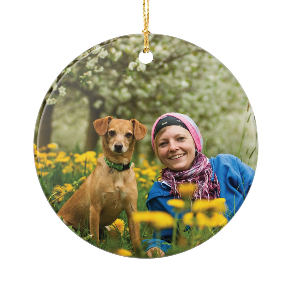 Personalized Round Ceramic Photo Ornament — Double-Sided Custom Keepsake
