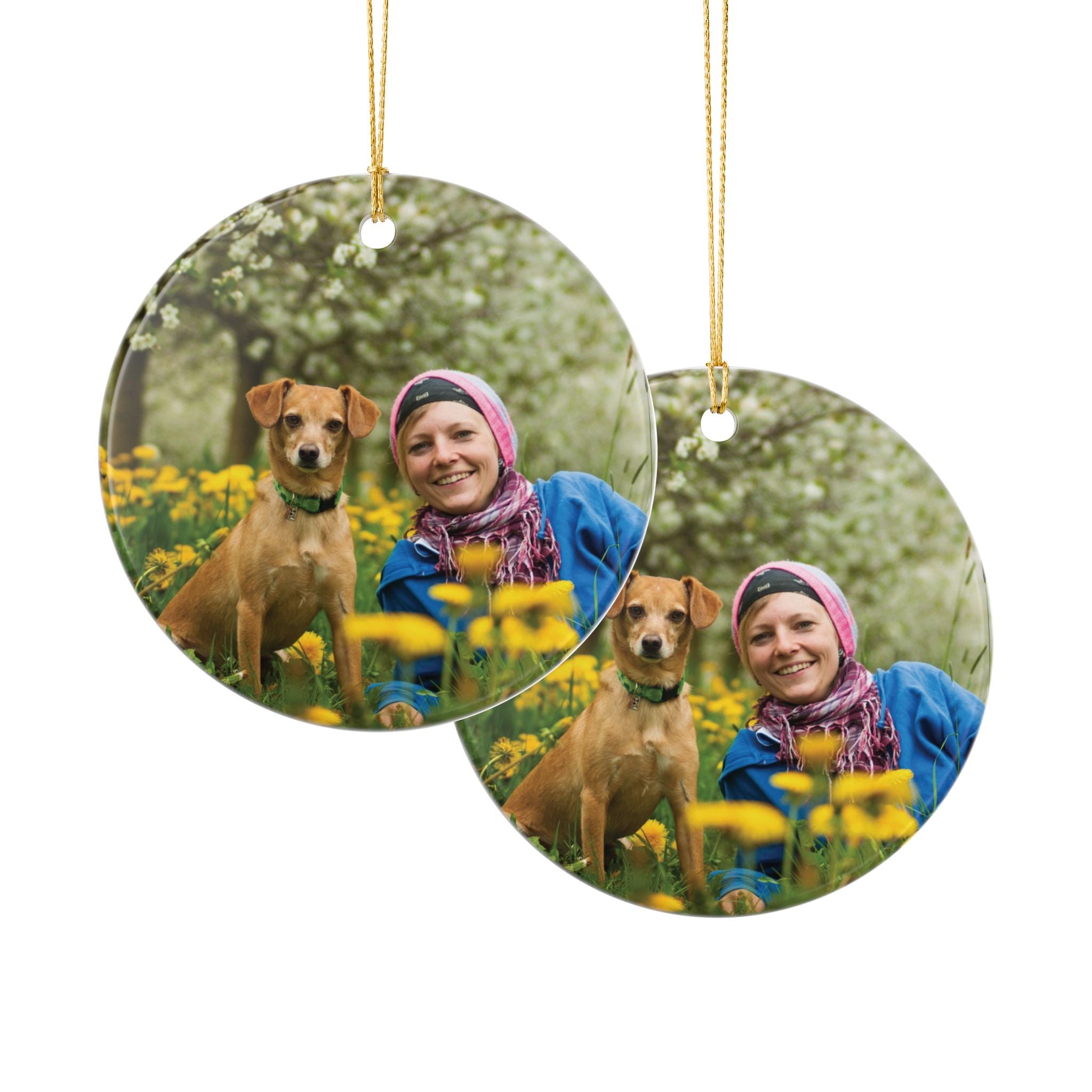 Personalized Round Ceramic Photo Ornament — Double-Sided Custom Keepsake