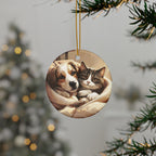 Ceramic Ornament — Personalized Pet Portrait & Name Wreath Double-Sided Holiday Decoration