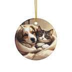 Ceramic Ornament — Personalized Pet Portrait & Name Wreath Double-Sided Holiday Decoration
