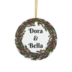 Ceramic Ornament — Personalized Pet Portrait & Name Wreath Double-Sided Holiday Decoration