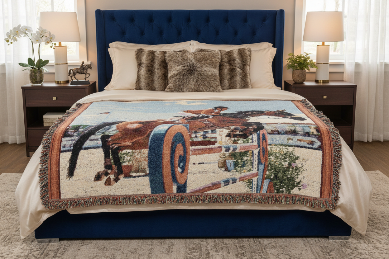 Equestrian Show Jumping Woven Blanket