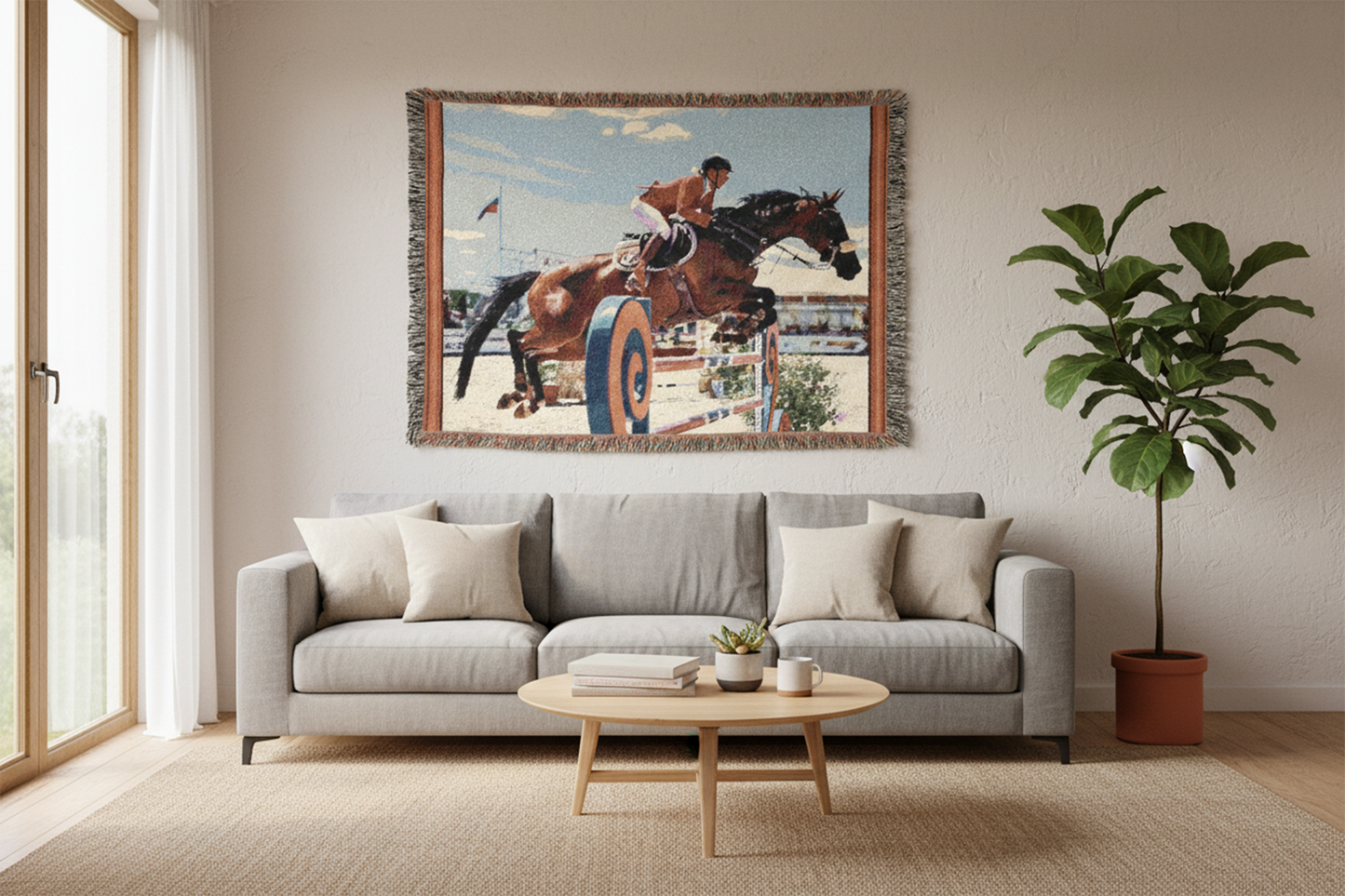 Equestrian Show Jumping Woven Blanket