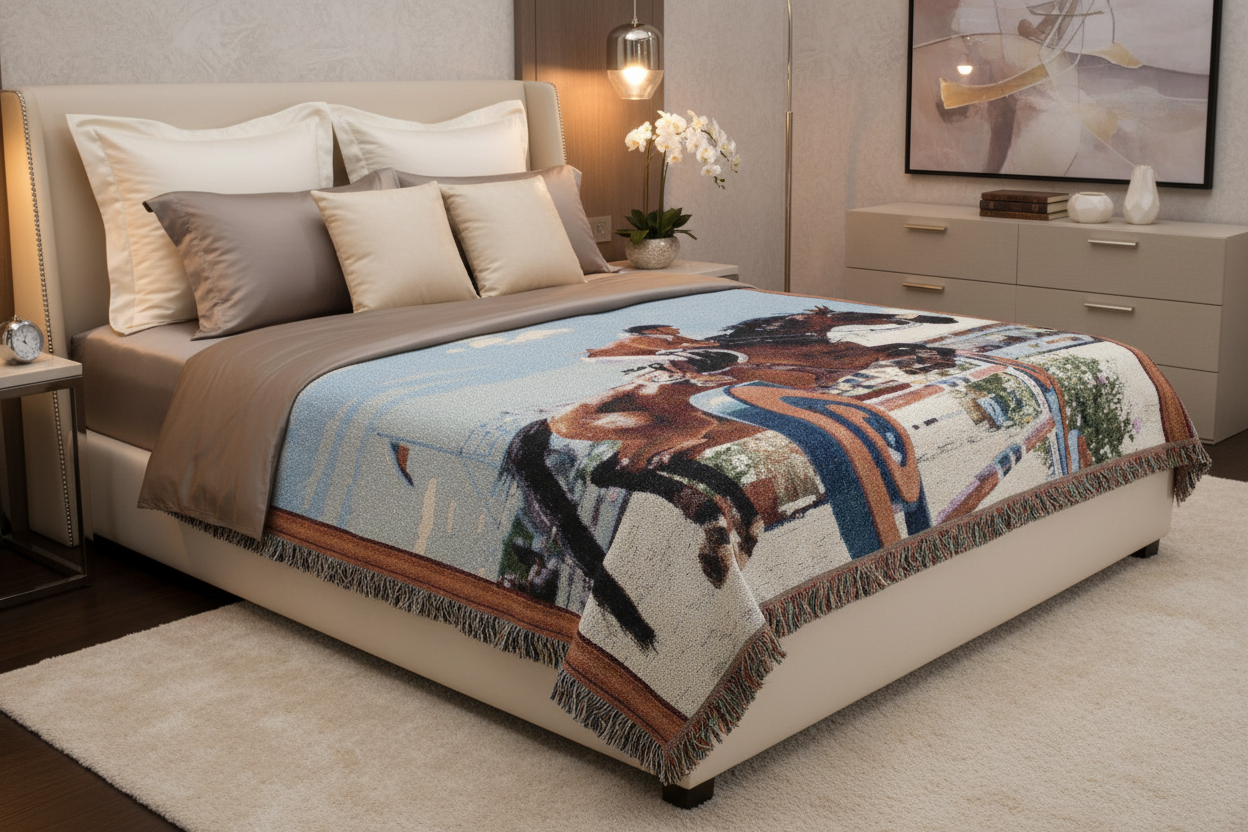 Equestrian Show Jumping Woven Blanket